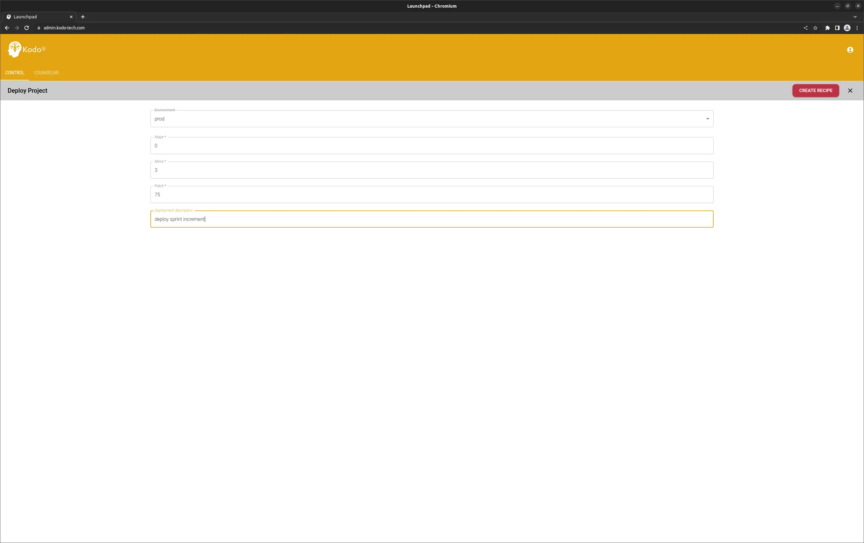 Select your target environment and deploy in 1 click